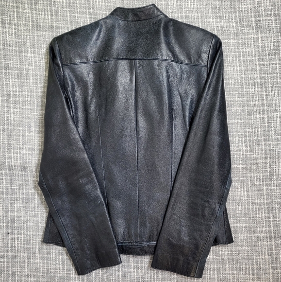 INC Intl Moto Jacket Leather Double Breasted Black Distressed VTG Women's S - Picture 15 of 16